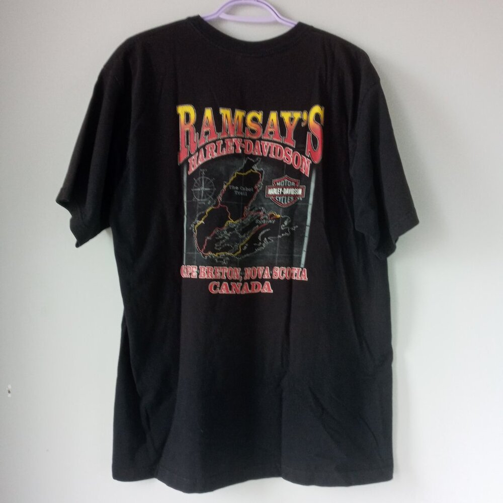 Harley Davidson 2007 black Cape Breton two sided graphic Tee Size XL